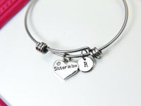 Silver Sister in Law Heart Charm Bracelet, Sister in Law Gift, Stainless Steel Bangle, Personalized Custom Monogram, N 2310