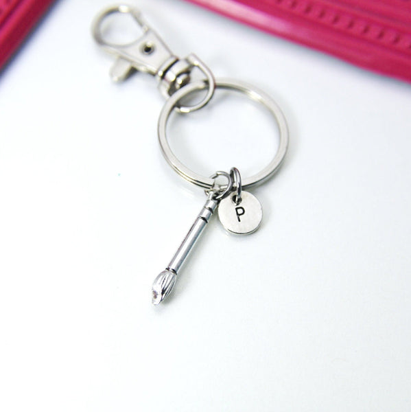 Silver Artist Paint Brush Charm Keychain, Paint Brush Charm, Chinese Calligraphy Brush Pen Charm, Art Teacher Gift, Personalized, N2327