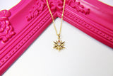 Gold North Star Necklace, Star Charm, AAA Cubic Zirconia Pendant, N2337