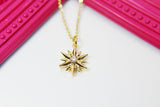 Gold North Star Necklace, Star Charm, AAA Cubic Zirconia Pendant, N2337