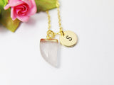 Quartz Necklace, Tusk Charm Necklace, Natural Gemstone Jewelry, N2762