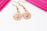 Rose Gold Sunflower Charm Earrings, EN1573