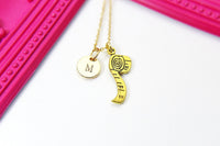 Gold Tape Measure Charm Necklace, Tape Measure  Sewing Seamstress Charm, Personalized Custom Monogram, N2565