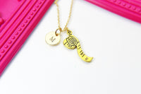 Gold Tape Measure Charm Necklace, Tape Measure  Sewing Seamstress Charm, Personalized Custom Monogram, N2565