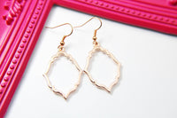 Rose Gold Rhombus Charm Earrings, Rhombus Flower Charm, Geometric Jewelry, Girlfriend Gift, N2781