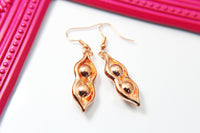 Rose Gold Two Peas In A Pod Charm Earrings, Two Peas In A Pod  Charm, Peapod Jewelry, Girlfriend Gift, N2783