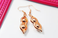 Rose Gold Two Peas In A Pod Charm Earrings, Two Peas In A Pod  Charm, Peapod Jewelry, Girlfriend Gift, N2783