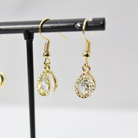 Gold Zirconia Charm Earrings, Teardrop Cubic Zirconia Charm, Drop, N2791