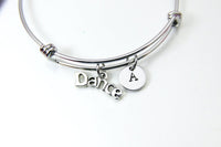 Silver Dance Charm Bracelet, Dancer Gifts, Ballet Dance Charm, Ballet Gifts, Personalized Custom Monogram, N2602