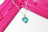 Silver Heart Mermaid Scale Charm Necklace, N816