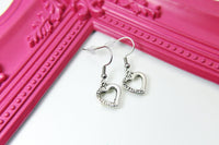 Silver Heart Charm Dangle Earrings, N2606