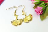 Gingko Earrings Gold Gingko Leaf Charm Dangle Earrings Gingko Leaf Charm Gingko Leaf Charm Drop Earrings Gold Earrings Leaf Jewelry