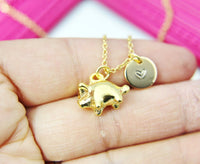 Gold Pig Charm Necklace, Pig Charm, Farm Animal Gift, Pet Pig Charm, Pet Gift, Piggy Bank Charm Necklace, Piggy Bank Charm, N328