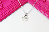 Silver Paw Charm Necklace, Dog Paw Charm, Cat Paw Charm, Pet Gift, Bear Paw Charm, Vet Gift, Customized Jewelry, N2640