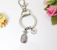 Thai Sterling Silver over Pineapple Charm Keychain, Fruit Charm, Food Ananas Charm, Tropical Gift, Personalized, N2652