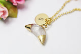 Crescent Moon Quartz Necklace, Natural Gemstone Jewelry N2811