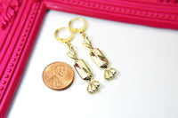 Gold Candy Charm Earrings, Candy Earrings, Miniature Food Jewelry, N2686