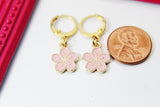 Gold Japanese Cherry Blossom Charm Earrings, Peach Plum Cherry Blossom Flower Charm, Miniature Jewelry, N2690