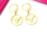 Gold Dove Charm Earrings, Dove Charm, Peace Dove Bird Jewelry, Miniature Jewelry, N2694