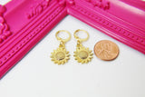Gold Sunflower Charm Earrings, HN1573