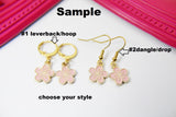 Gold Press Flower Earrings, Pink Flower Mother's Day Gift, Mother Earrings, Mother Daughter Gift, Gardener Gift, Press Flower Jewelry, N3272