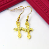 Gold Cross Charm Earrings, Beautiful Cross Earrings, Cross Jewelry, N2709