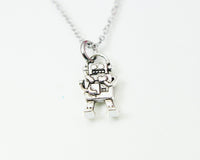 Robot Necklace, Silver 3D Robot Charm, Robot Pendants, Robotics Gift, Engineer Gift, Personalized Gift, N2716