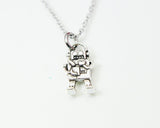 Robot Necklace, Silver 3D Robot Charm, Robot Pendants, Robotics Gift, Engineer Gift, Personalized Gift, N2716