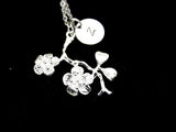 Silver Japanese Cherry Blossom Branch Necklace, Cherry Peach Plum Blossom  Flower Charm, N202