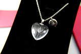 Best Christmas Gift, Dandelion Charm Necklace, Wish Gift, One Seed Dandelion Heart Charm, Pressed Flowers Jewelry, Gardening Gift, N1005