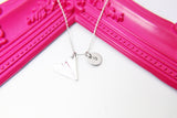 Best Christmas Gift, Silver Paper Airplane Charm Necklace, Personalized Monogram, N297-C