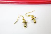 Gold Plated Pacifier Charm Earrings, Pacifier Jewelry, N2748