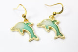 Gold Plated Dolphin Charm Earrings, Dolphin Fish Ocean Charm, Dolphin Jewelry, Little Girl Gift, N2754