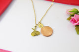 Gold Tennis Racquet Charm Necklace, Sport Charm Jewelry, Personalized Customize Monogram, N716I