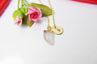 Quartz Necklace, Tusk Charm Necklace, Natural Gemstone Jewelry, N2762