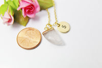 Quartz Necklace, Tusk Charm Necklace, Natural Gemstone Jewelry, N2762