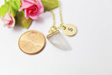 Quartz Necklace, Tusk Charm Necklace, Natural Gemstone Jewelry, N2762