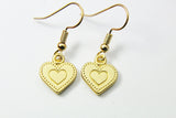 Gold Heart Charm Earrings, Heart Dot Charm, Matt Gold Heart Charm, Heart Jewelry, Girlfriend Gift, N2778