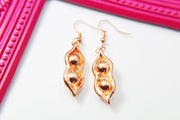 Rose Gold Two Peas In A Pod Charm Earrings, Two Peas In A Pod  Charm, Peapod Jewelry, Girlfriend Gift, N2783