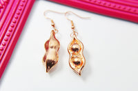 Rose Gold Two Peas In A Pod Charm Earrings, Two Peas In A Pod  Charm, Peapod Jewelry, Girlfriend Gift, N2783