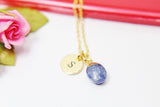 Blue Spot Jasper Charm Necklace, Natural Gemstone Jewelry N2798