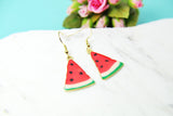 Red Watermelon Earrings, Gold Watermelon Charm Earrings, Watermelon Fruit Jewelry, Summer Fun Food, Miniature Earrings, Summer Gift, N2099E