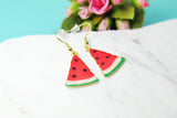 Red Watermelon Earrings, Gold Watermelon Charm Earrings, Watermelon Fruit Jewelry, Summer Fun Food, Miniature Earrings, Summer Gift, N2099E