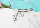 Silver Gecko Charm Bracelet, Stainless Steel Bracelet Bangle, Personalized Jewelry, N2249