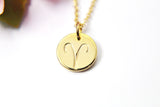 Gold Aries Charm Necklace, Zodiac Horoscope Charm, 18K Gold over Brass, Astrological Zodiac Signs, Zodiac Symbols, Birthday, N2844