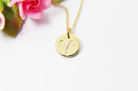 Gold Aries Charm Necklace, Zodiac Horoscope Charm, 18K Gold over Brass, Astrological Zodiac Signs, Zodiac Symbols, Birthday, N2844