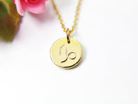 Gold Capricorn Charm Necklace, Small Zodiac Horoscope Charm, 18K Gold over Brass, Astrological Zodiac Signs, Zodiac Symbols, Birthday, N2834