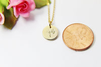 Gold Tree of Life Charm Necklace, Tree of Life Charm, 18K Gold over Brass, Hand Stamp Tree of Life, N2848