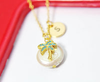 Gold Natural Cultured Freshwater Pearl Palm Tree Necklace, Anniversary Gifts, Wedding Anniversary, N2907