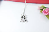 Silver Owl Bird Charm Necklace, N164